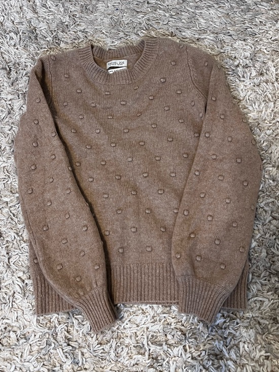 Rachel Zoe Sweaters - Cashmere Rachel Zoe Taupe Pom-Pom Knit Crewneck Sweater